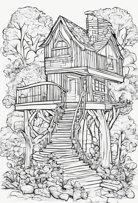 fofo , Gnome tree houses , livro para colorir , vetor , fundo branco , contorno