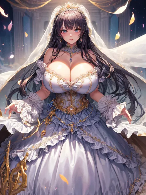 (masterpiece, best quality,extremely detailed:1.1),(moe anime art style:1.2),1girl,((full body)),((solo)), cute, kawaii,digital art,((1 bling-bling anime princess wearing beautiful embroidery and jeweled ruffled gorgeous princess ballgown with voluminous f...