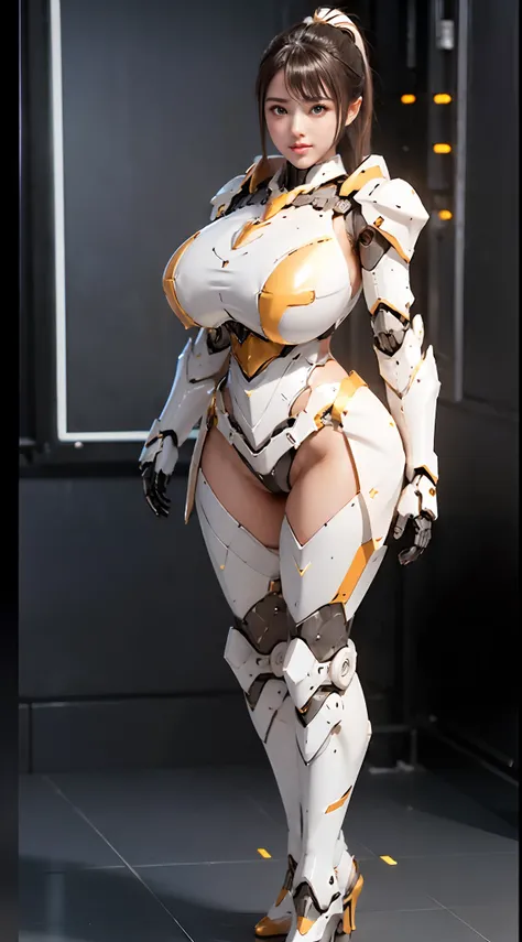 ((Unreal Engine 5)), (1girl:2), Realistic Rendering, Excellent, (breastplate:1.3), (arm armor), (leg armor), (mecha armor:1.5), looking on camera, a smile, (standing:2), (perfect body:1.5), beautiful face, makeup, CGImix, (photorealism:1.2), ultrarealistic...