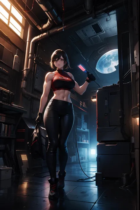 Sci-fi, space, mechanic, female, muscular