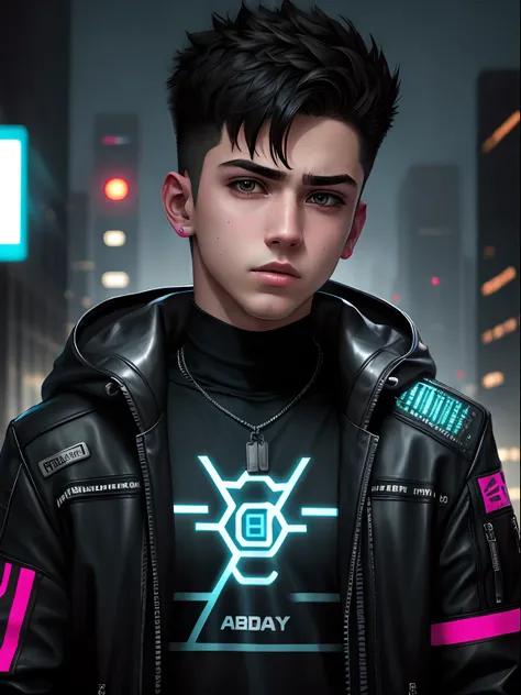 A sad boy, alone boy, Change background cyberpunk boy, realistic face, 8k, ultra realistic.