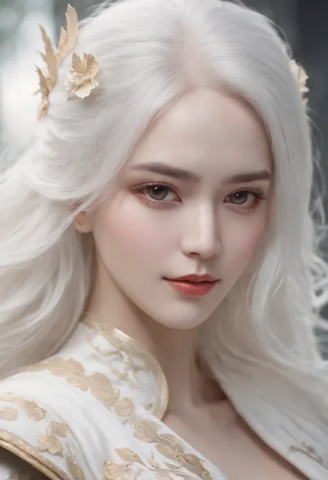 close-up of a woman with white hair and white mask, Beautiful character painting, Guviz, Guviz-style artwork, white-haired god, by Yang J, epic exquisite  character art, Stunning character art, author：Fan Qi, author：Wu Zhun Shi Fan, Guweiz in Pixiv ArtStat...