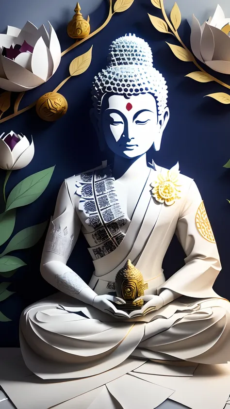 Lord Buddha sitting pose, Paper_cut