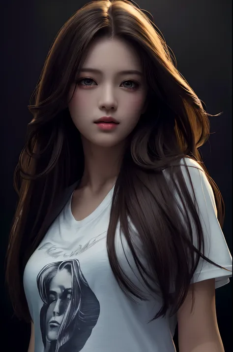 best qualtiy， tmasterpiece， 超高分辨率， （realisticlying：1.37）， RAW photogr， 1girll， long whitr hair， beautidful eyes， beauitful face， Detailed eyes and face， T 恤， 动态照明， deep shading， low tune， Cowboy shooting，Inside the bar，Happy drinking