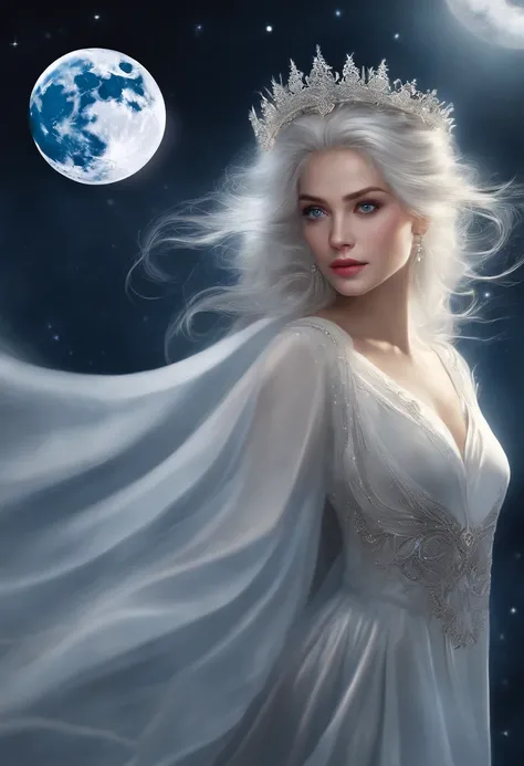 Masterpiece, (Best quality: 1.2), (Super fine: 1.2), illustration, (Extremely delicate and beautiful: 1.2), Film angle, Floating, (beatiful detailed eyes: 1.1), (Detail light: 1.1), film lights, Exquisite sky, woman, White hair, Blue eyes, (High ponytail: ...