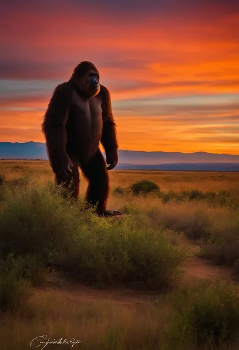 big foot in the sunset