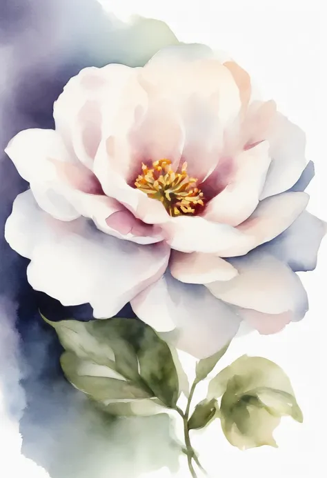 simple flower in a style of watercolor on a white background