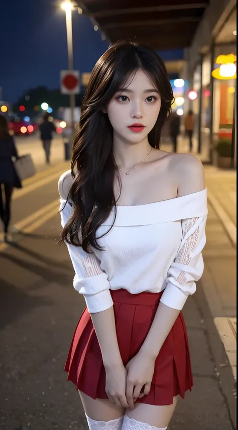 A perfect young female white-collar worker，Chinese big breasts，High picture quality，Works of masters，Black hair，Long hair shawl，Long hair flowing over the shoulders，Beach wave hairstyle，cropped shoulders，鎖骨，exquisite face，Hydrated red lips，（（Wear colorful ...