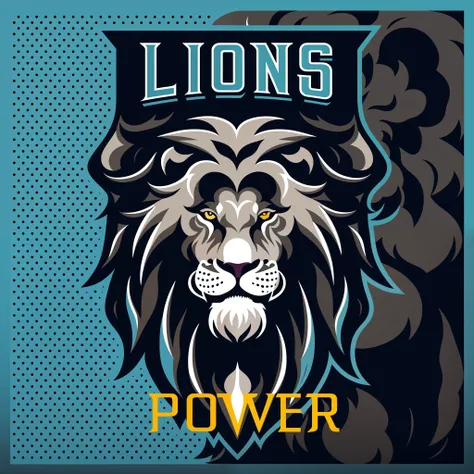 Lion mascots on a blue background with a blue background, Roaring Blue Lion. majestoso, lions, logotipo esportivo, logotipo do jogo, lion head, lion icon, Lion, third lion head, mascote da equipe esportiva, Mascot illustration, power, "Hockey team logo, fa...