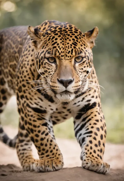 Create an image of a jaguar in the attack posture