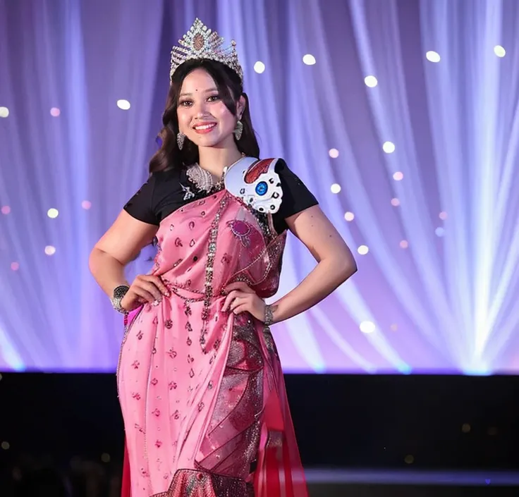 miss world ramp, red carpet , blur background , beutiful background, lite lightning,