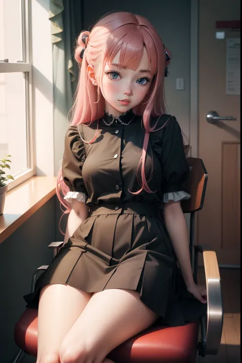 anime girl, sitting on chair