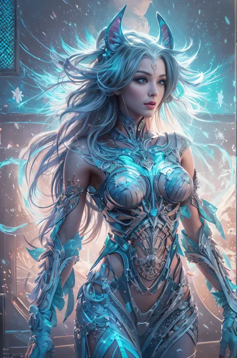 (ultra real), (illustration), hdr (high dynamic range), draw a sexy goddess of holy winter, under the sign of the frosty phoenix...