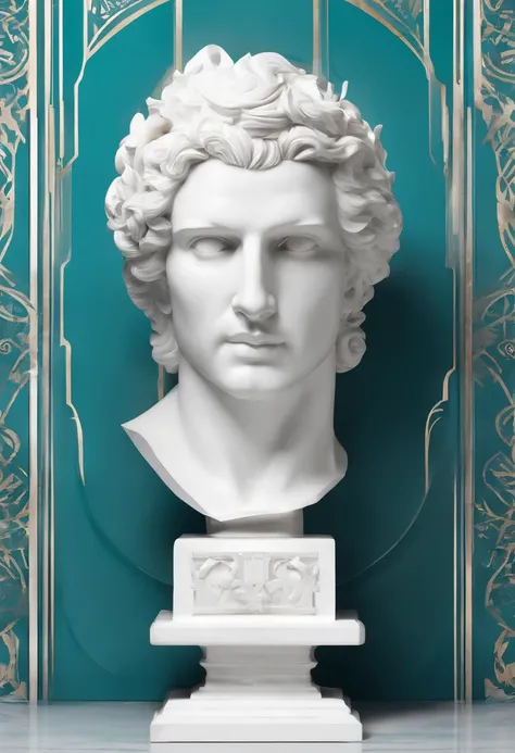 White marble statue of the bust of the sage with the style of a hero novel Empire super detailed Professional photography, utrarealista, Lightweight volumetric, cinematic