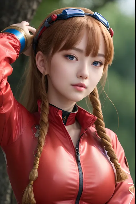 (8k, best quality, masterpiece:1.2), ultra-detailed, Masterpiece, realistic lighting,masterpiece, best quality, masterpiece, official art,extremely detailed CG unity 8k wallpaper,beautiful detailed eyes, light on face, 1girl, Asuka,Upper body, breasts, pil...