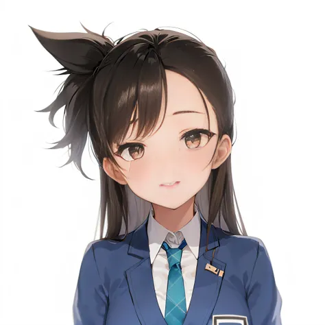 female high-school student, hair is pointed, A dark-haired