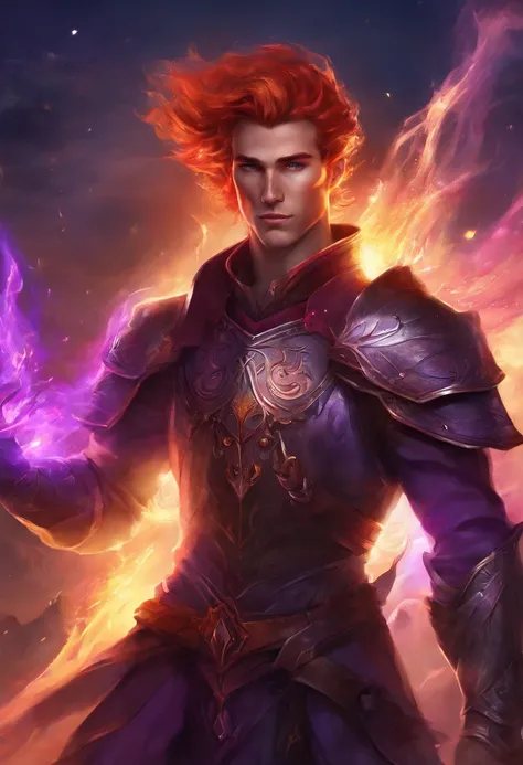 ((masterpiece)), ((best quality)), ((highres)),Rogue,nude, sexy,Red Hair,man, handsome, muscular, fantasy, art,magic,leather armor, leather, young man,young, handsome,fire, purple eyes, purple eyes,large dick