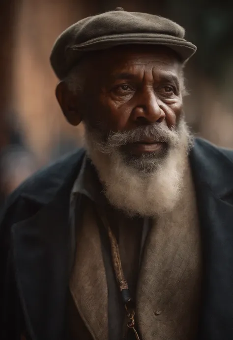 painting of a man with a pipe and hat in, Retrato de esconder a dor Harold, aboriginal australian hipster, Esconda a dor Haroldo, inspirado em Albert Namatjira, Directed by: Albert Namatjira, um velho, Arte de Pedro Bell, in a oil painting style, Directed ...