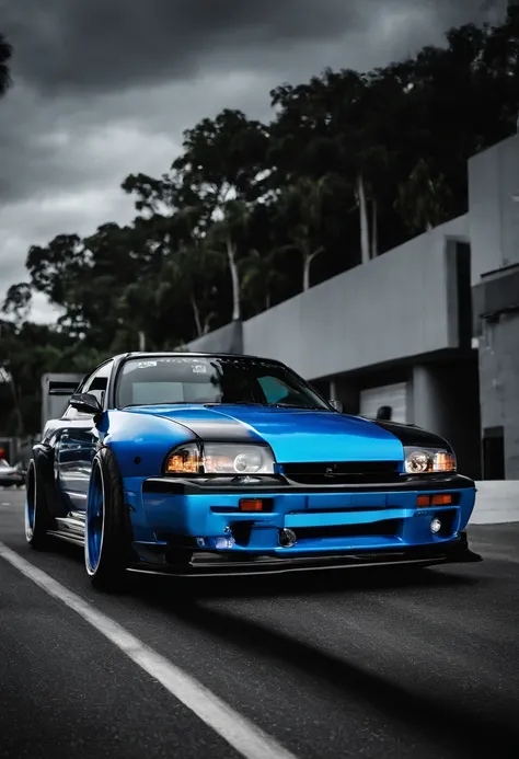 Car, skyline nissan, jdm, automotive car, black and blue