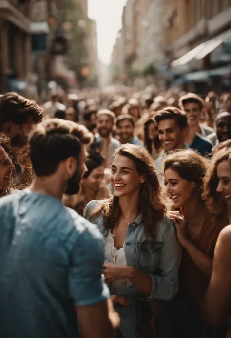 imagens de pessoas amiga, jovens ,Men and women smiling in a beautiful and cheerful and sunny place with men and women in a crowd in a metropolitan city