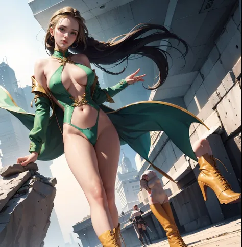 Un primer plano de una mujer con un traje verde con una pistola, Cammy, Artgerm extremadamente detallado, Estilo Artgerm, El estilo de WLOP, WLOP y Artgerm, wlop piel brillante, Estilo de Artgerm, Obras de arte al estilo de Guweiz, Arte WLOP, Modelo IG | A...