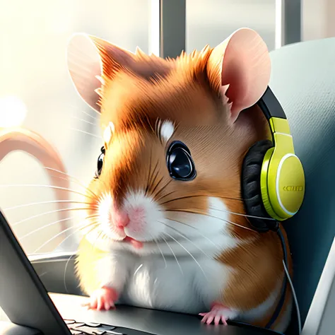 Hamster communicating with headset