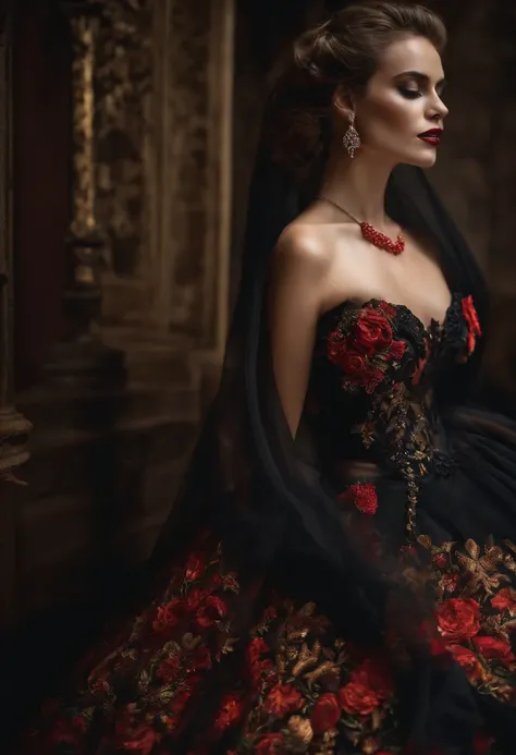 la muerte, vestido preto, detalhes preto