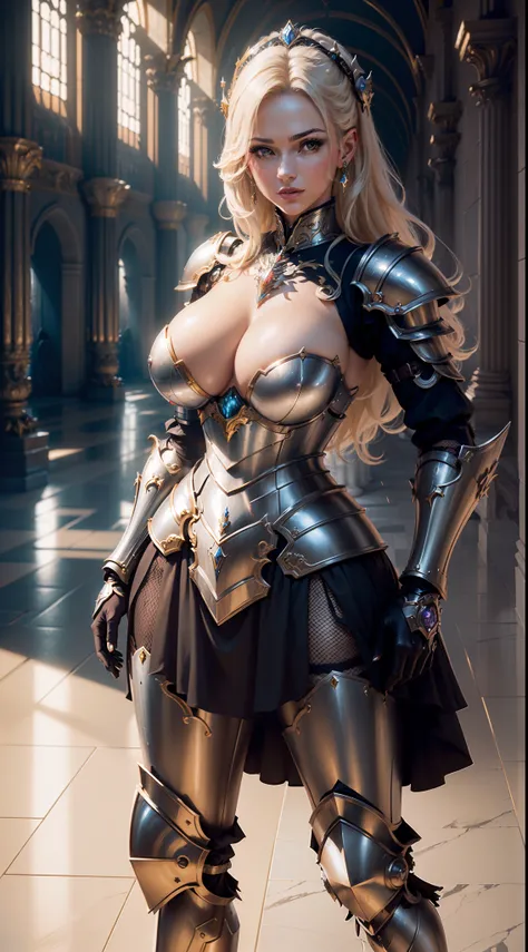 ((OBRA PRIMA )), (( Ultra HD resolution)),(( real lighting )), MULHER ALTA, 35 ANOS, (( WITH MECHANICAL FANTASY ARMOR )), (( DRESSED IN MECHANICAL ARMOR )), IN A FANTASY PALACE , (( BACKGROUND A HUGE HALL OF A PALACE ))