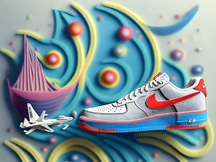 Nike Air Force One inspired in the post modern art pieces, minimalist also colorful