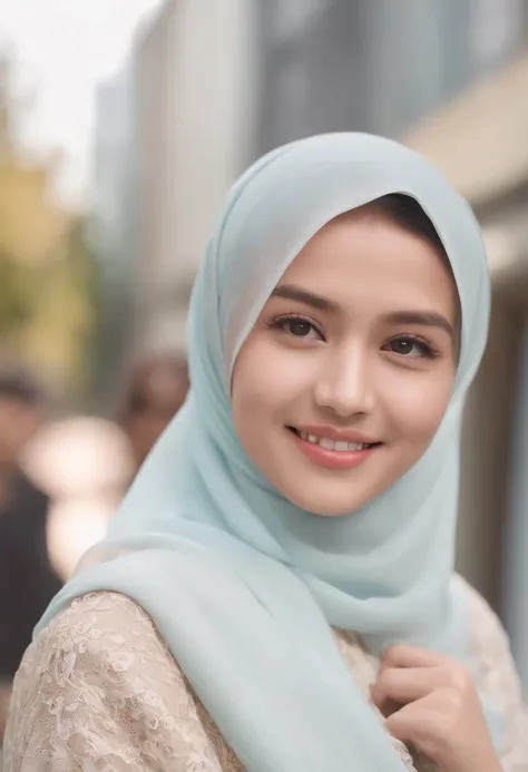 17 age, Japan female models, Alafed woman in hijab scarf smiling and holding mobile phone, faridah malik, zenra taliyah, hannah yata, Protrait, Friendly smile, Fried Smile, Potreit close-up, ayamin kojima, Inspired by Nazmi Jiya Gran, full protrait, with a...