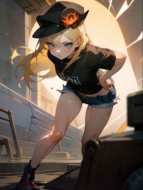 ​masterpiece,top-quality,Blonde girl picking up a coin that fell to the floor,thief,safe,Coins pile up,Large amount of coins,all-fours,bending forward,Petite girl,a blond,Green eyes,Wearing a black mask,Desperate look,Red face,Wearing a black hat with a li...