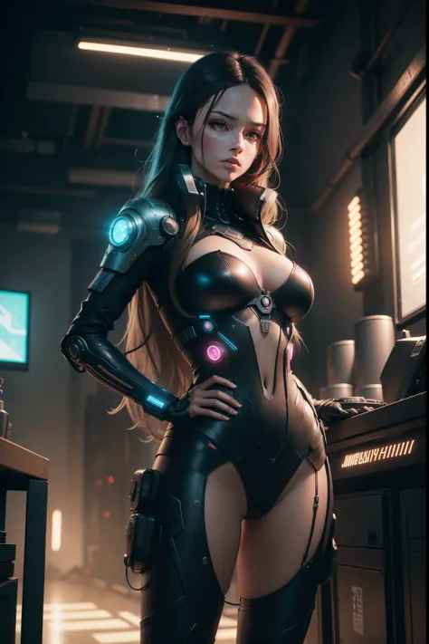 Super fine beautiful sexy woman, pretty face, cyberpunk world: 1.5, 25 years old, 150mm, long hair, beautiful studio light from nearby buildings, vibrant details, dark background, octane rendering, 8k, best quality, masterpiece, Illustrations, A very deter...