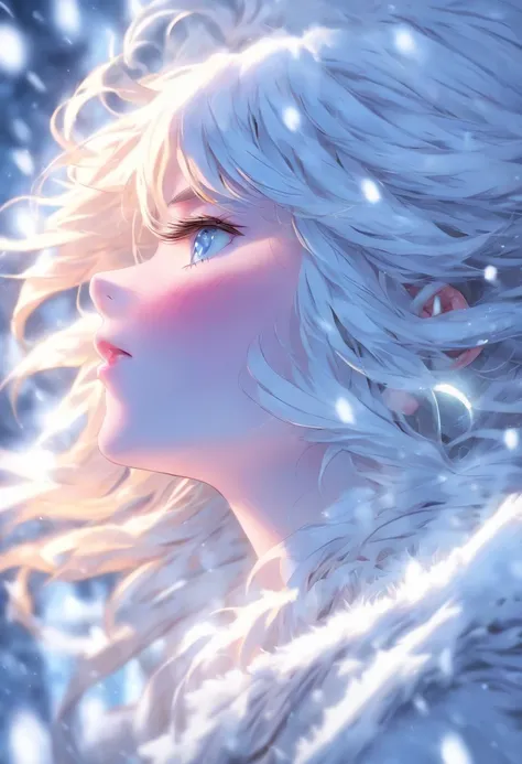 She had long blonde hair and skin as pale as the snow. Her lashes were long and white, while her eyes were a crystal blue. Her lips were full and red as blood. She had an angelic look. A Guardian.