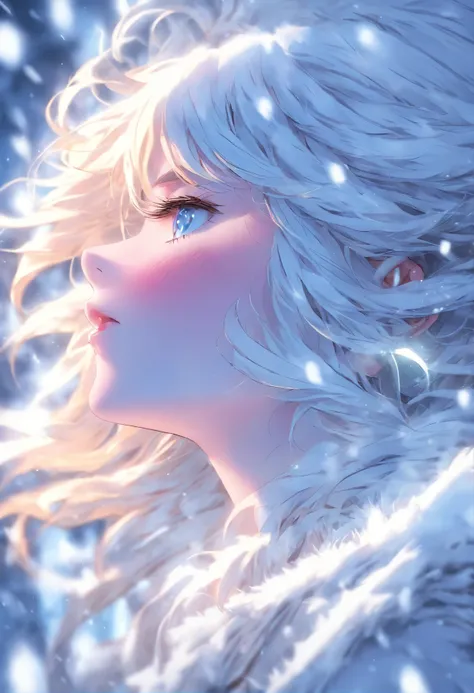 She had long blonde hair and skin as pale as the snow. Her lashes were long and white, while her eyes were a crystal blue. Her lips were full and red as blood. She had an angelic look. A Guardian.