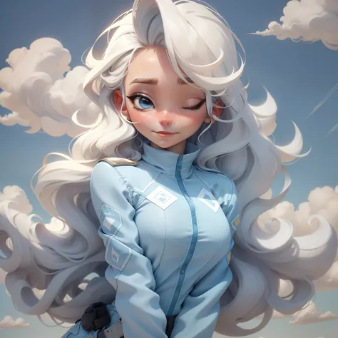 Nome: Aeroa

Cabelo: Aeroa has wavy blonde hair that resembles the clouds in the sky.

Traje: She wears an aerodynamic suit with shades of blue and white that evoke the feeling of flying. Her costume consists of a sky-blue long-sleeved blouse, white pants ...