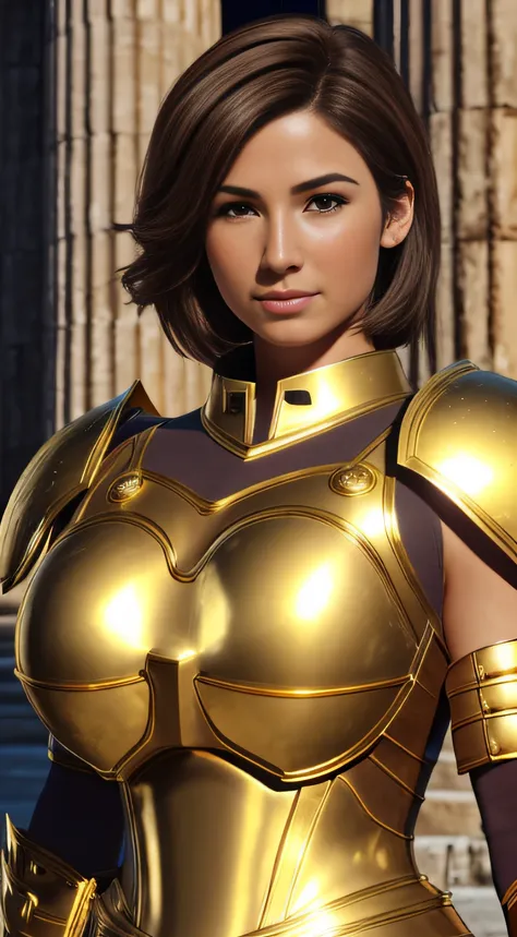 top-quality, 8K, ultra - detailed, (Hair Very Short，brown  hair:1.3), A Japanese lady, masutepiece, Best quality, high resolution, Realistic skin texture, Armor, (Photorealistic: 1.4), high resolution, RAW photo, 1 beauty, Shiny skin, (skin detailed: 1.4),...