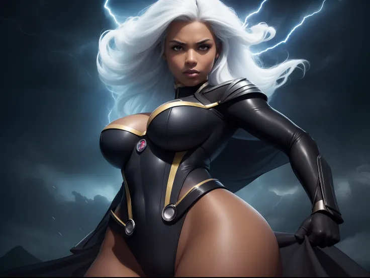 (((storm))) ((from x - men)) (((enormes tetas))) ((black skin))8k,((cuerpo completo))(((Amazing tits)))caliente, hermosa,((Hornie)), 8k, hiperrealista todo como un motor irreal trazado de rayos render ((estilo humano hiperealista)),(((Empty dark background...