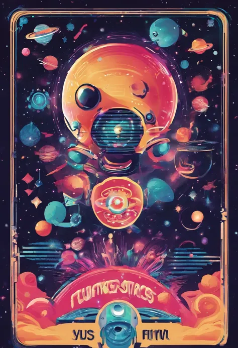 The music festival poster ,Bold letters and event logo, jellyfish and large bubbles.