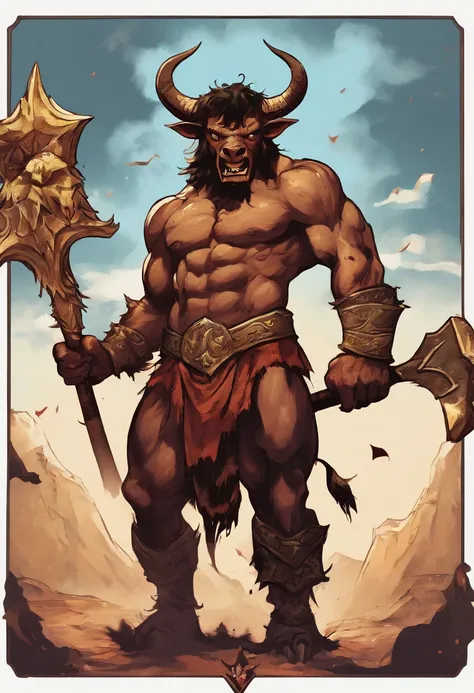 Struck by lightning(Black minotaur:1.5)，（A monster with a minotaur with a tomahawk：1.8），sense of strength，Standing cow with an axe，Painful expression，(The minotaur raised its head and roared into the sky:2)，funk，shudder，The current spreads around，Medieval ...