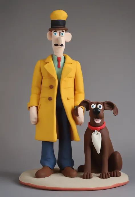 walalce frrom wallace and gromit in a tall trench coat