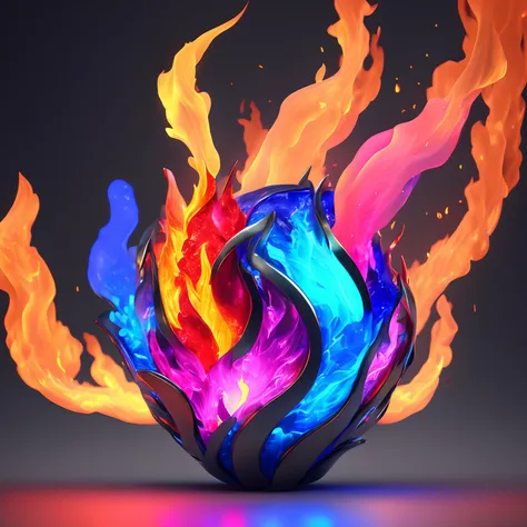 dreamlikeart beautiful flame, rainbow fire, blue flame, pink flame, yellow flame, spinning,ultra detailed, incredible lighting, hyper detailed, 8k, unreal engine 5, 3d render