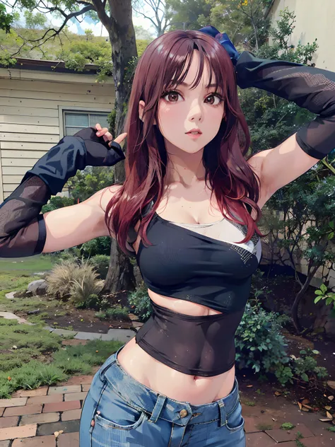 araffe asian woman in a black top and jeans posing for a picture, Gorgeous young Korean woman, Korean Girl, beautiful Korean women, tzuyu from twice, jisoo from blackpink, real life anime girl, Anime girl cosplay, Wearing a sexy cropped top, Sexy Girl, Tif...