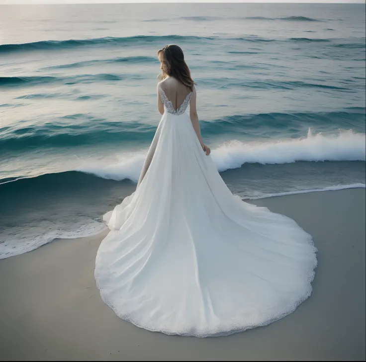 Kizi，The back does not look back，wedding gown，Into the sea