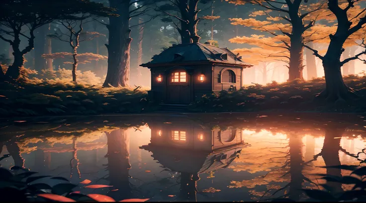 There is a small house in the middle of a forest, 3 d render bipe, daily render, beautiful render of a fairytale, inspirado em Andreas Rocha, No estilo de arte de Filip Hodas, estilo fantasia 8 k octane render, Casa de bruxa na floresta, Artem Demura Beepl...