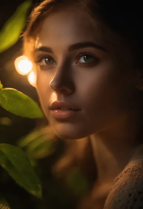 masterpiece, a beautiful sexy girl jungle at night among fireflies, (high detail:1 1), rough face, natural skin, high quality, nsfw, beautiful eyes, (detailed face and eyes), (face: 1 2), noise, extra, real photo, PSD, lamp film photography, sharp focus, c...