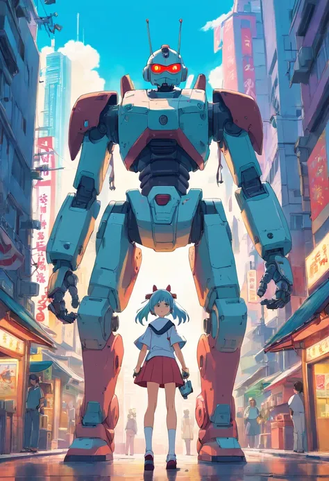 anime scene of two people in a city with a robot, digital cyberpunk anime art, anime cyberpunk art, cyberpunk anime girl mech, cyberpunk anime art, modern cyberpunk anime, digital cyberpunk - anime art, anime mecha aesthetic, badass anime 8 k, best anime 4...