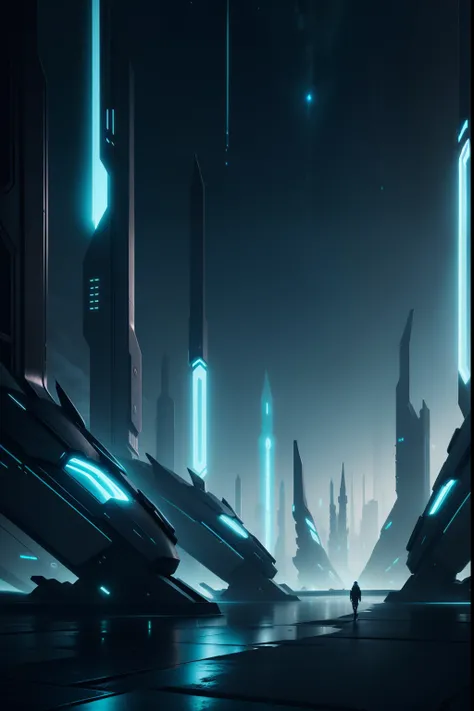 futuristic background landscape at night  time