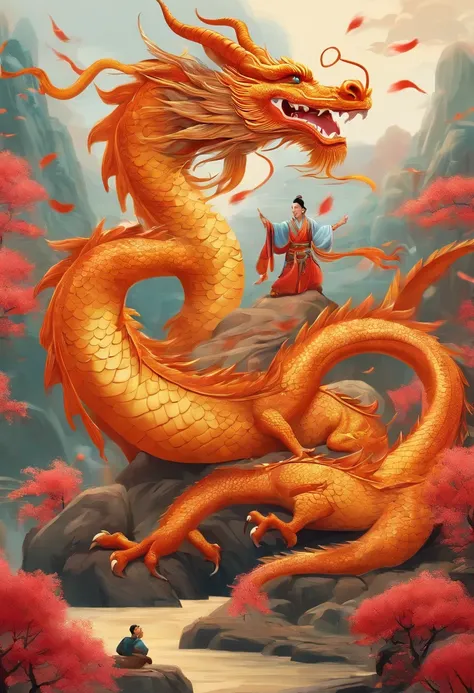 Dragon， Cartoons of love，China-style，jubilation