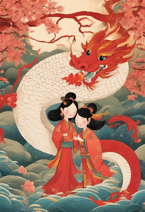 Dragon， Cartoons of love，China-style，jubilation