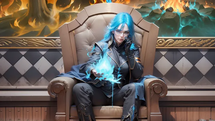 Dont change the picture, just change the hand to make it look like its holding a blue ember, big fire with black flames